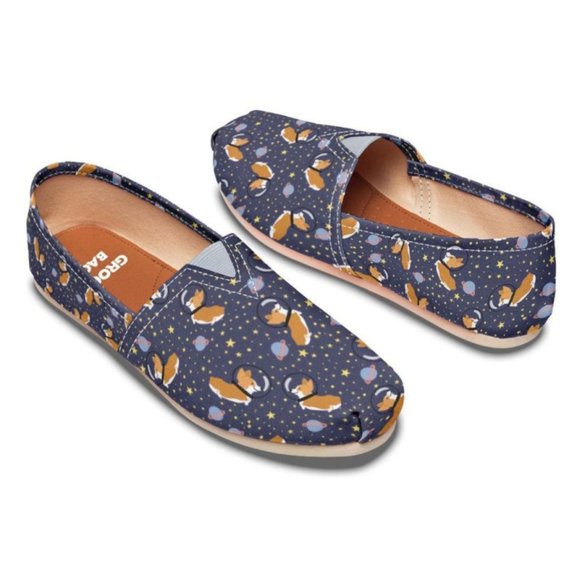 Groove Bags Space Corgi Slip-Ons Ballet Flats Loafers Dog Dogs Puppy Pups Tom's - Picture 2 of 15